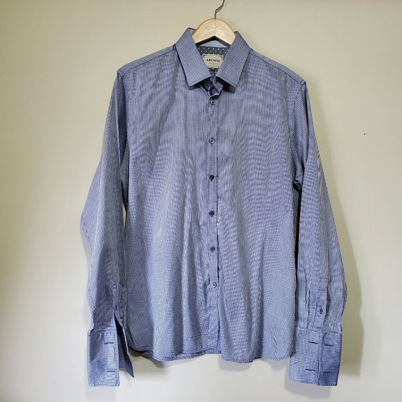 Ted Baker Other - TED BAKER / 16.5, M / Men's Archive Light Blue Striped Cotton Button Down Shirt
